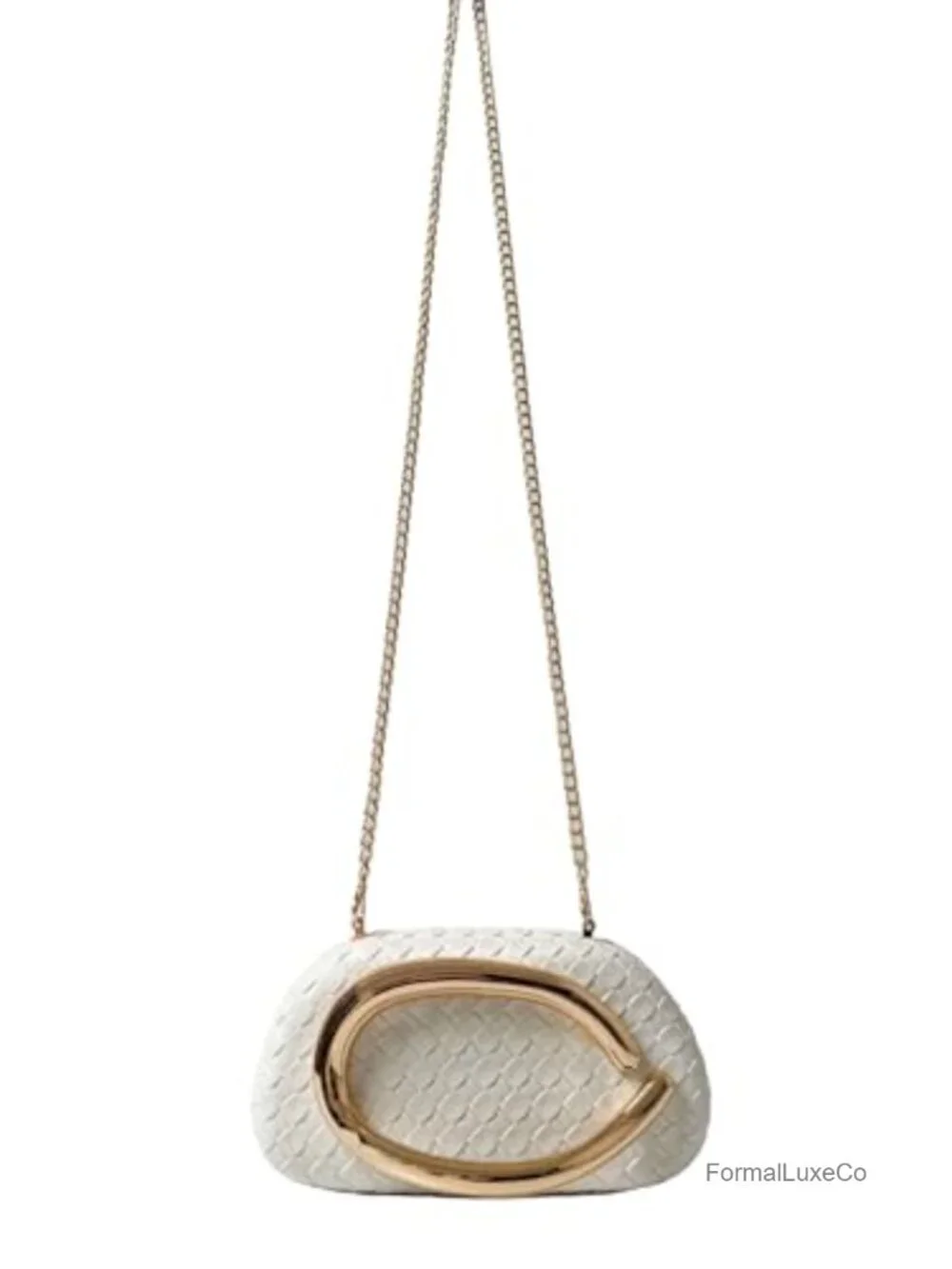 Vegan Leather Acrylic Clutch Box Evening Bag Detachable Chain